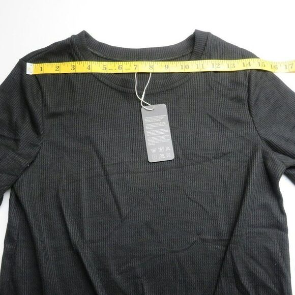 Souq Fone Knot Front Long Sleeve Shirt Women's Size Medium Black Athletic Exerci - Picture 10 of 13